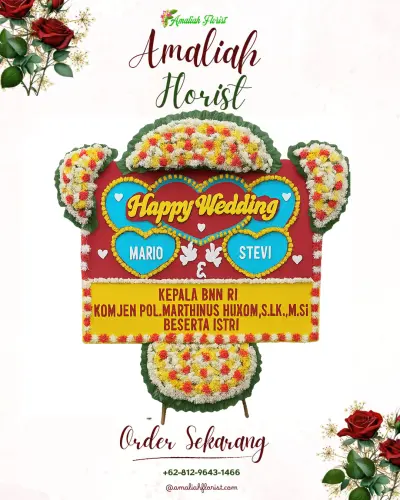 Karangan Papan Bunga Pernikahan di Wonomulyo